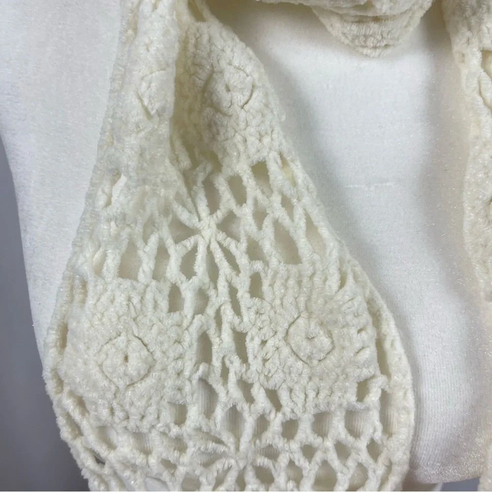 Chenille Knit Boho Crochet Long Scarf Fall Winter Cottagecore
